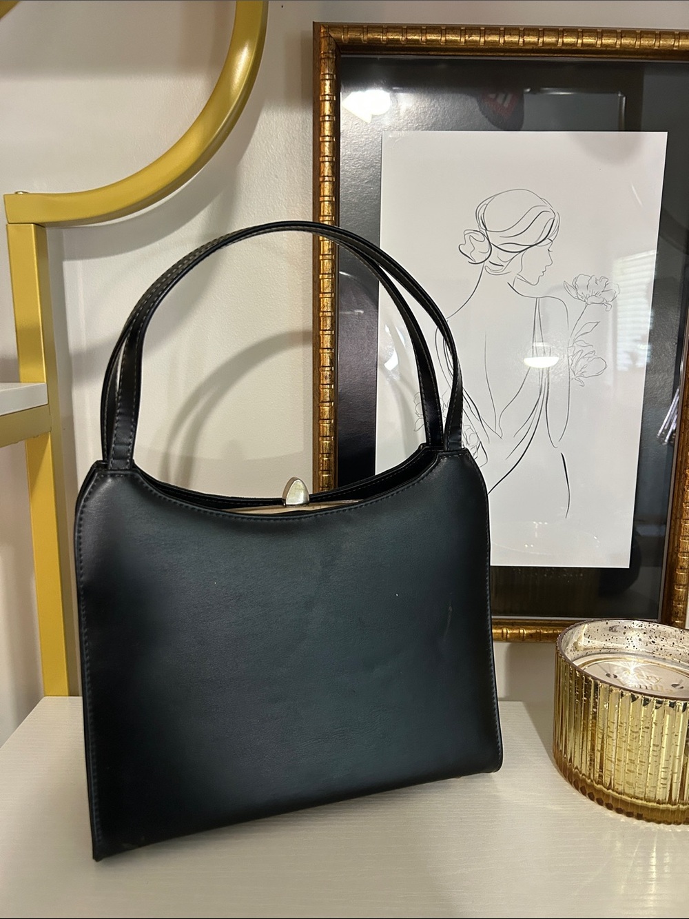 Life Stride 1950’s Vintage Black Suede & Simulated Leather Women's Handbag - Picture 14 of 14